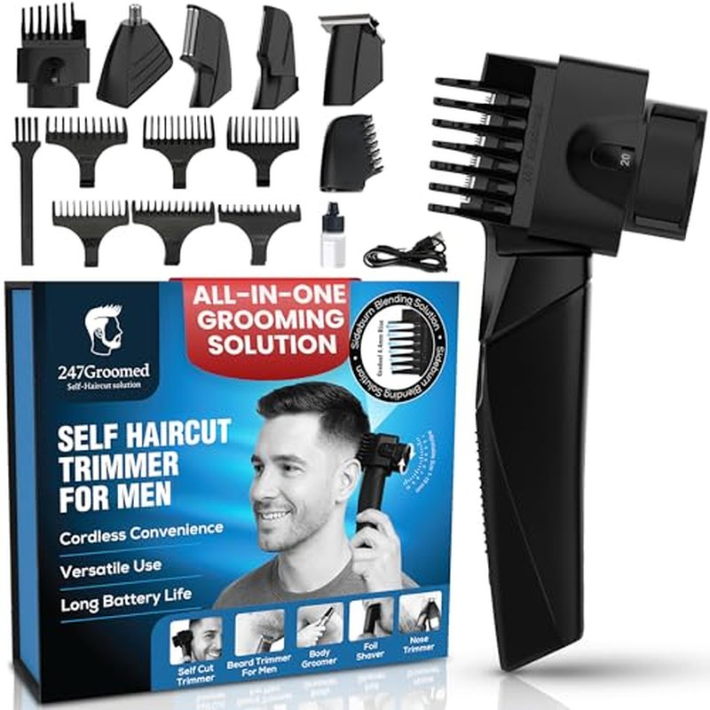 247 Groomed Self Hair Trimmer for Men – Auto Blend Guide, 1-20mm