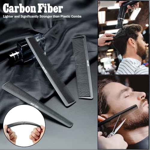SALONSILK 13PCS Hair Cutting Shaving Brush and Comb Set, Professional Barber Combs for Hair Stylist, Premium Grade Barber Brush Neck Duster, Fading Comb Barber Clipper Comb