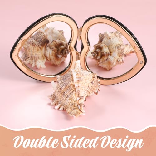 Heart Shaped Compact Mirror - Portable PU Leather Makeup Mirror