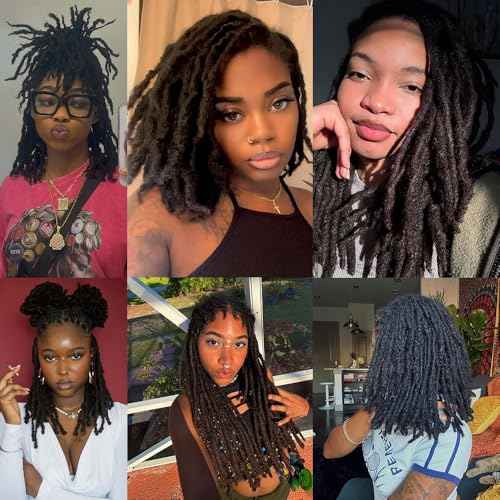0.4cm & 0.6cm Width, 4-14 Inches10, 30, 60, 100 Strands Options 100% Real Human Hair Dreadlock Extensions for Men/Women/Kids, Handmade Permanent Loc Extension Bundles (0.6cm, 8inches, 30Strands)