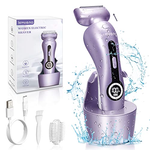 Purple Women's Electric Shaver & Bikini Trimmer, Wet Dry Rechargeable Razor