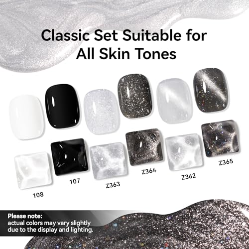 Cat Eye Nail Polish Set, 6 Colors with Magnet, Air Dry