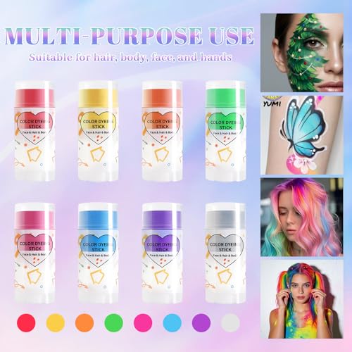Washable Temporary Hair Color Stick - 8 Colors