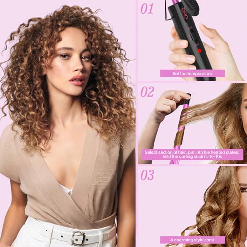 DAN Technology 3/8 Inch Small Curling Iron for Short Hair, 9mm Barrel (Pink)