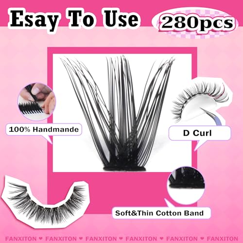 FANXITON DIY Lash Extension Kit - 280 D Curl Volume Lashes