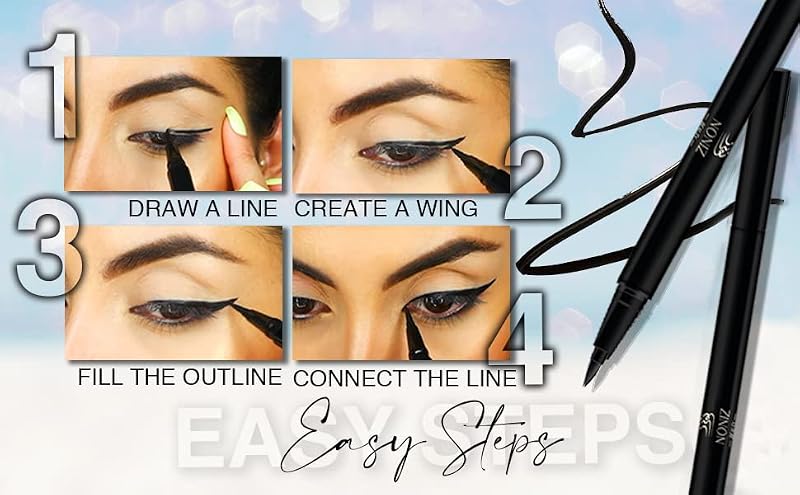 Black Liquid Eyeliner Pen - Waterproof Matte Long Lasting