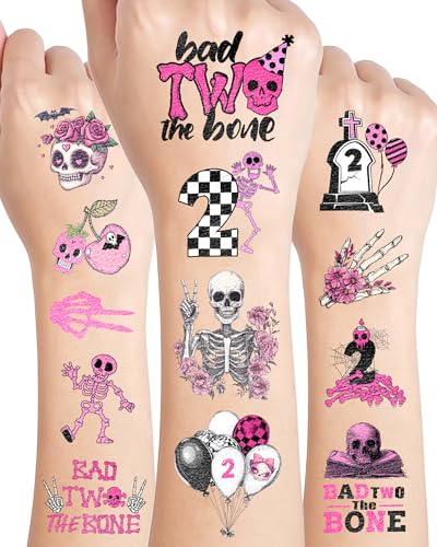 Bad Two The Bone 2nd Birthday Temporary Tattoos, 192 Pieces