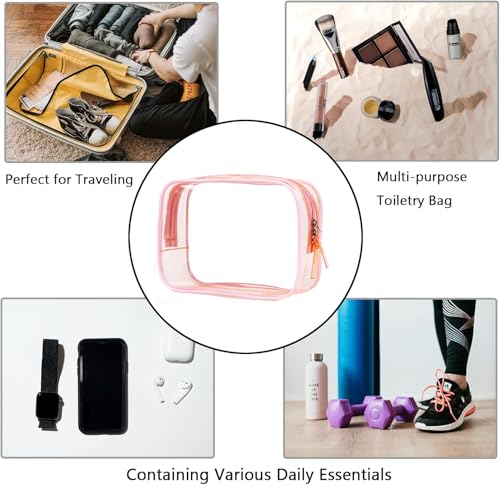 Small Clear Toiletry Bag - TSA Approved Travel Pouch for Women & Men - Pink