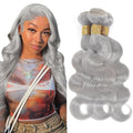 Freiuoke Grey Body Wave Hair Bundles - 3 Pack, 16-20 Inch
