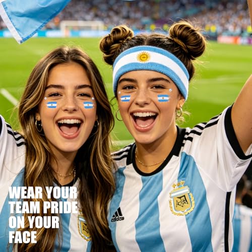 VXZ Blue & White Soccer Fan Face Tattoos - Waterproof Temporary Stickers for Game Day