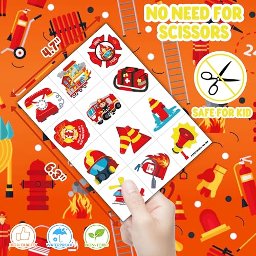 Firefighter Party Favors Set - 72 Pc with Balloons & Tattoos