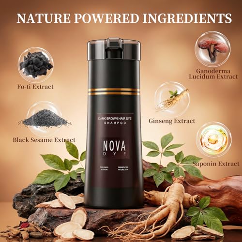 Dark Brown Hair Dye Shampoo - 100% Gray Coverage, 3-in-1 Formula