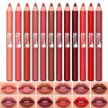 12-Color Waterproof Lip Liner Pencil Set, Matte Long-Lasting