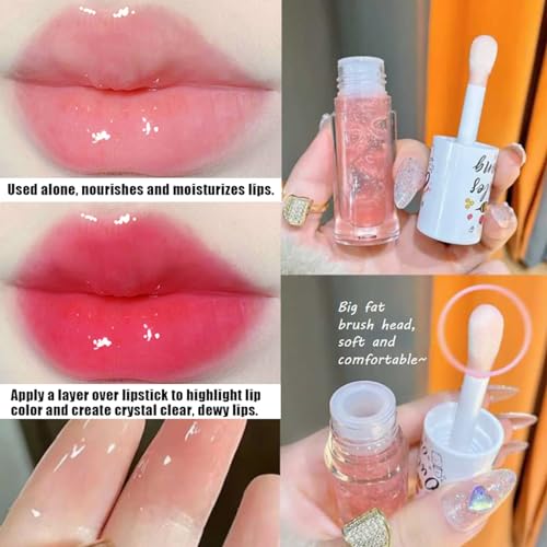 Crystal Jelly Peach Honey Lip Oil with Large Brush