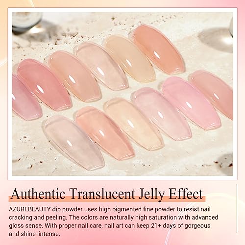 AzureBeauty Dip Powder Set 6 Pcs Nude Pink & Translucent Sheer Colors Jelly Pink Variation
