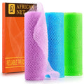 UJFQBH African Bath Sponge Set 3 Colors Long Net Exfoliating Body Scrubber