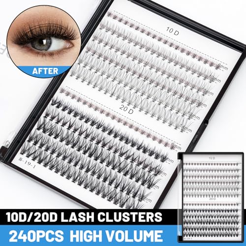 Bodermincer 10D 20D Cluster Lash Extensions 240pcs Mixed 10-14mm