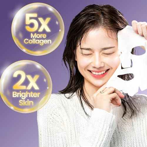 Yura Clean Collagen Face Mask ? Korean Overnight Bio-Collagen Sheet Mask for Glowing, Hydrated & Firm Skin ? Anti-Aging, Moisturizing & Skin Rejuvenation ? 4 Pack ? Ideal Holiday Gift for Women