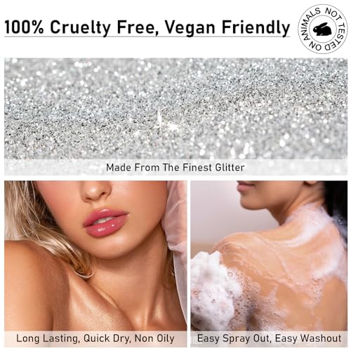 Silver Glitter Spray for Body, Hair & Clothes – 4oz