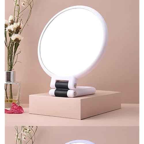 1X 5X Handheld Mirror with Handle for Travel£¬ Magnifying Mirror, Magnification, Rotation Adjustable Handle, Double Sided Folding, Mirror for Women for Eyes Makeup Travel Shaving (White)