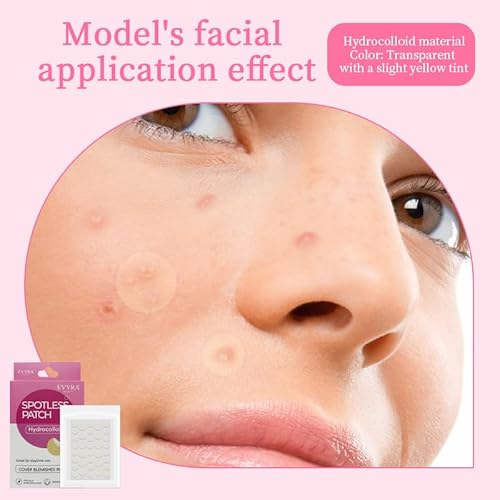 Evyra Spotless Patch ? Invisible Hydrocolloid Blemish Cover Dots ? Ultra-Thin, Clear Spot Stickers for Discreet Coverage ? 72 Count