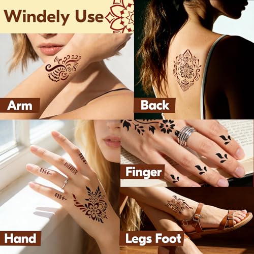 Henna Tattoo Stencil Kit with 136 Stencils & 6 Inks