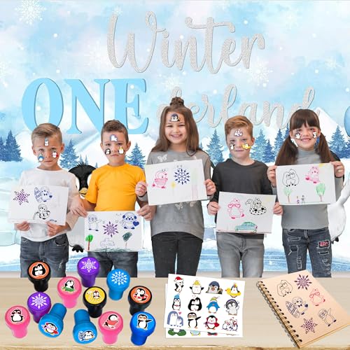 Penguin Party Favors Set - 24 Tattoos & 12 Stamps