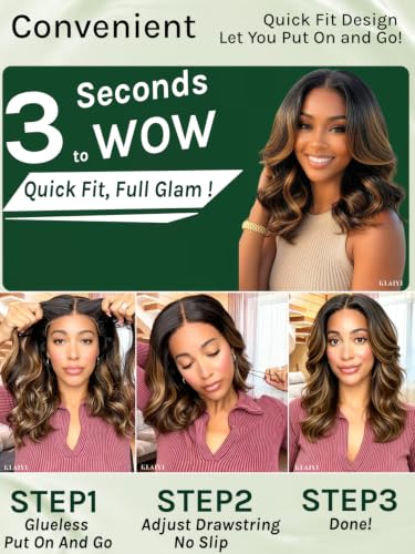 KLAIYI Ombre Balayage Brown Body Wave Bob Wig - Glueless 10-Inch
