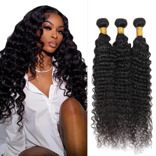 Unprocessed Brazilian Virgin Human Hair Bundles - 22-26 Inch Deep Wave Extensions