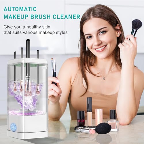 Electric Makeup Brush Cleaner Machine with Dual Modes & Air Dry Holder
