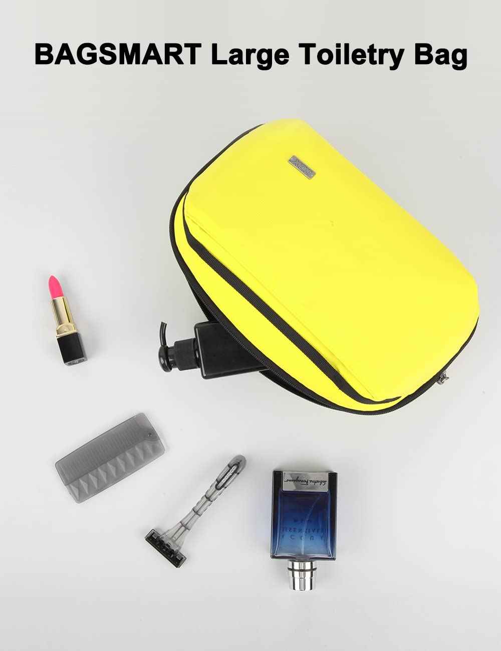 GOX Travel Toiletry Bag For Men, Dry Wet Separate Travel Toiletry Bag, Dopp Kit Case For Travel, Cosmetics Organizer Pouch (Lemon Lime)