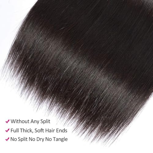 Straight Human Hair Bundles 16 16 inch 2 Bundles Human Hair 100% Unprocessed Brazilian virgin 12a Hair Natural Black Color 200G Per Pack