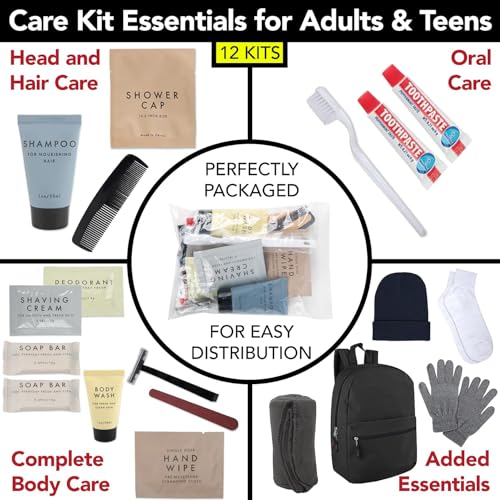 Homeless Care Package Supplies Bulk Winter Kit with Blankets Socks & Hygiene Items