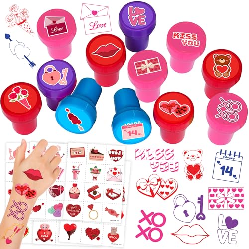 96-Piece Valentine Party Favors Set - Stamps & Tattoos