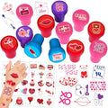 96-Piece Valentine Party Favors Set - Stamps & Tattoos