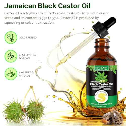 Jamaican Black Castor Oil for Hair Growth, 2 Packs Multipurpose Cold Pressed 100% Natural Castor Oil Organic for Hair and Skin Care