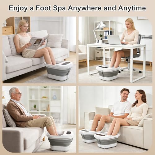 Collapsible Foot Spa Bath with Heat, Touch Screen, Remote Control, Massage Rollers, Timer, Bubble, Foot Pedicure Kit, Temperature Control Pedicure Foot Spa, Foot Bath