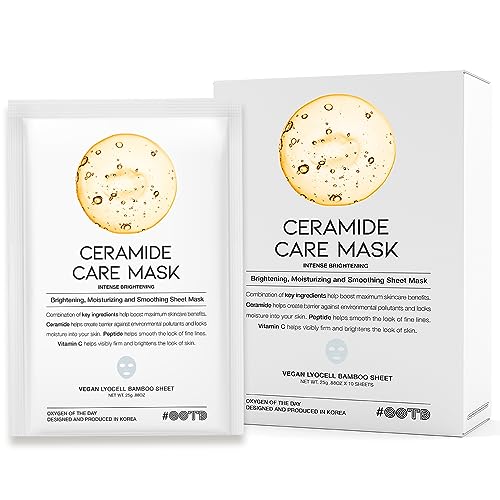 #OOTD Ceramide Brightening Sheet Mask For Face, Moisturizing, Anti Aging Ceramide, Peptide, Vitamin C, EVE Vegan 10EA