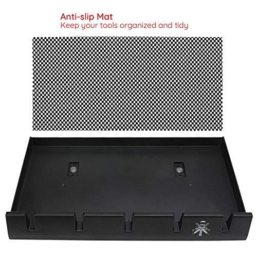 Segbeauty Barber Clipper Tray, Holder and Rack, Anti-Slip Black Salon Organizer, Razor Case, 5 Notches Professional Hair Trimmer Holder, Hairdresser Stylist Barbers Tools Box