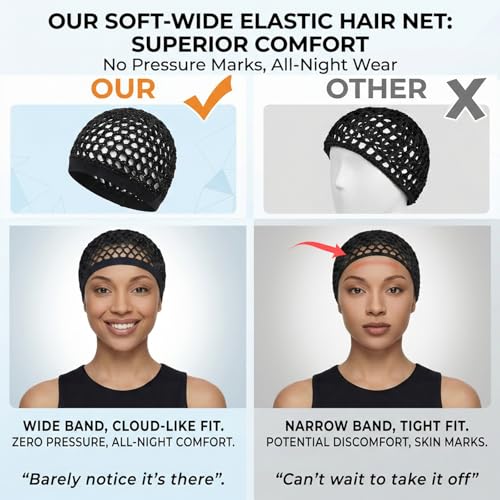 Premium Mesh Hair Net for Sleeping – Soft Band, Breathable Crochet Wrap