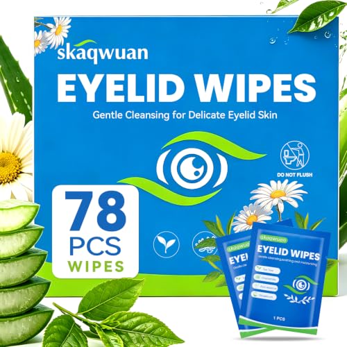 78-Count Tea Tree Oil Eyelid Cleansing Wipes for Sensitive Skin