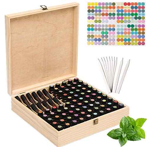 VolksRose Essential Oil Storage Wooden Box, 85 Slots for 5-15ml Essential Oil Roller Bottles, Carrying Case Display Large Organizer Gift Box Container for Travel, Presentation, Nail Polish, Makeup