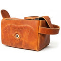 Hocus Pocus Leather Toiletry Bag - Handmade Gothic Cosmetic Bag with Stitched Eye | Travel Makeup Bag | Halloween Cosmetic Case | Vintage Shaving Kit for Men & Cosmetic Case for Women (Tan Brown)