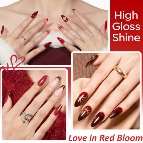Modelones Red Cat Eye Gel Nail Polish Set 6 Colors HEMA-Free Burgundy - A4 Classic Red