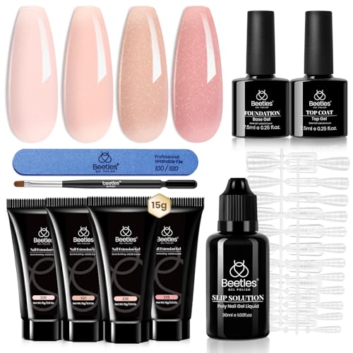Beetles Poly Nail Gel Extension Kit - 4 Colors Nude Pink Starter Set