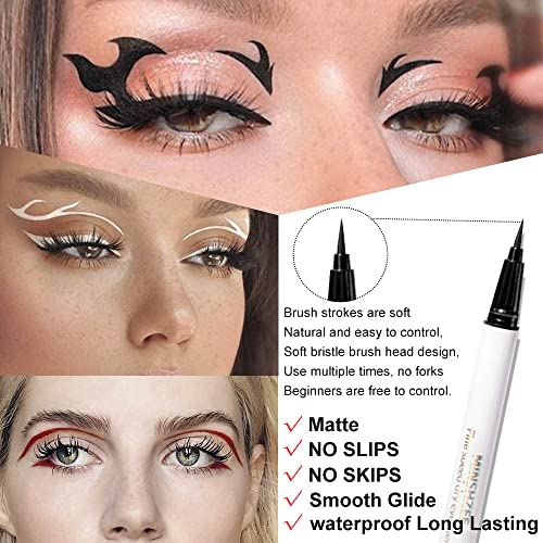 3-Piece Waterproof Liquid Eyeliner Set - White, Red & Black