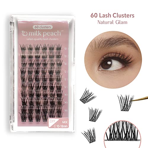 Lash Clusters At-Home Lash Extensions / 10-16mm C-Curl Natural Glam / 60 Clusters/Ultra Thin Band/milk peach¢â / Segment Individual Cluster Lashes/Soft Fluffy