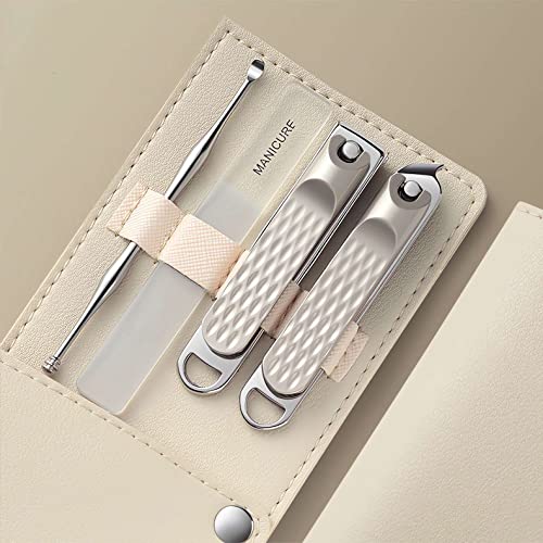 NEMIBAD 4 Pcs Manicure Set Stainless Steel Nail Clippers, Beauty Tool Portable Set Professional Grooming Kits, Travel Nail Kit for Men and Women (Champagne Gold Pro)