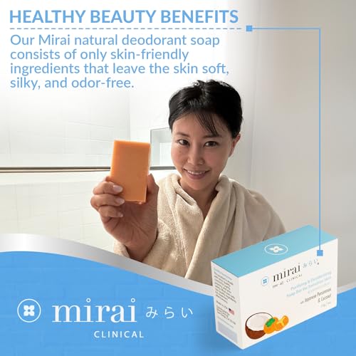 Mirai Clinical - 100g Persimmon Soap Bar for Body - Mirai Soap Persimmon - Persimmon Soap - Persimmon Extract Soap - Japanese Body Odor Soap Green Tea Extract Deodorant Soap Bar for Men & Women