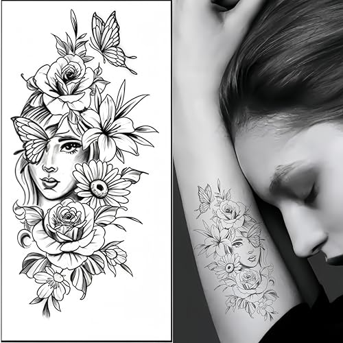 Floral Face Temporary Tattoos - 3 Sheets, 5-7 Days